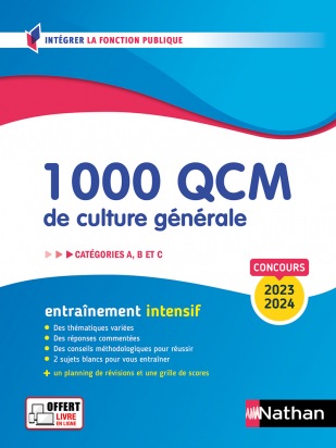1 000 QCM de culture générale - Catégories A, B, C - 2023-2024
