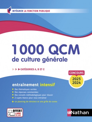 1 000 QCM de culture générale - Catégories A, B, C - 2023-2024 Livre en ligne