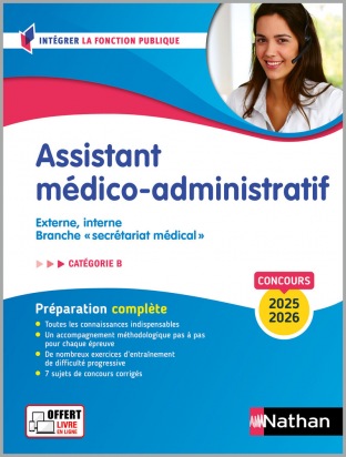 Assistant médico-administratif - Catégorie B - Préparation complète - Concours 2025/2026