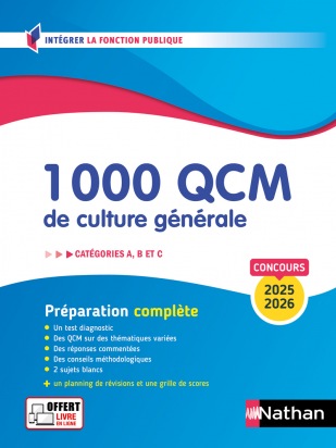 1 000 QCM de culture générale 2025/2026 - Concours de catégories A, B et C