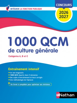 1 000 QCM de culture générale - Catégories A, B et C - Concours Fonction publique 2026-2027